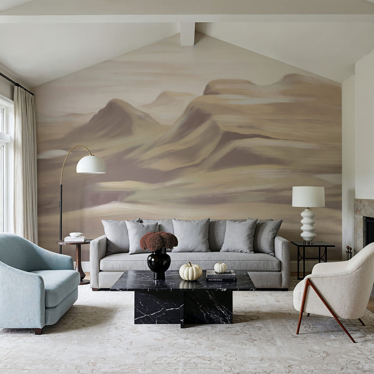 Oil Mountain, Mocha Mural Wallpaper - room preview 05