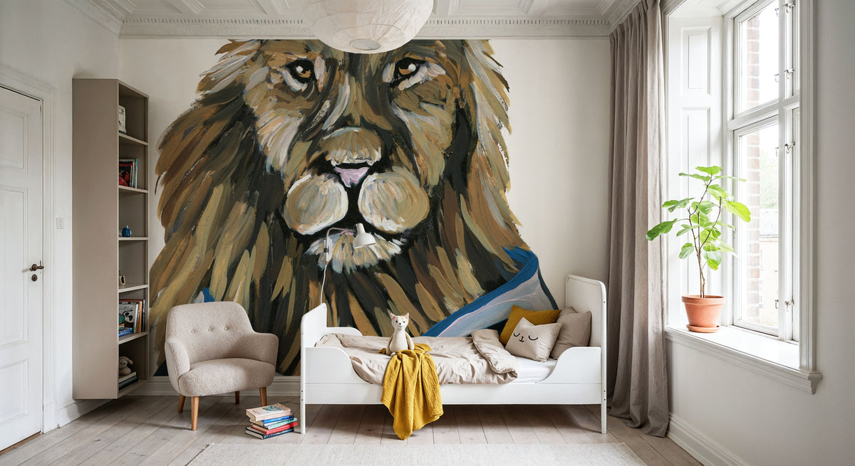 Letterman Lion Mural Wallpaper - room preview 05