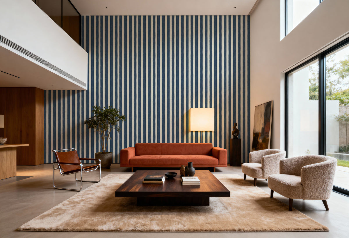 Sino Vertical Lines, Denim Mural Wallpaper - room preview 05