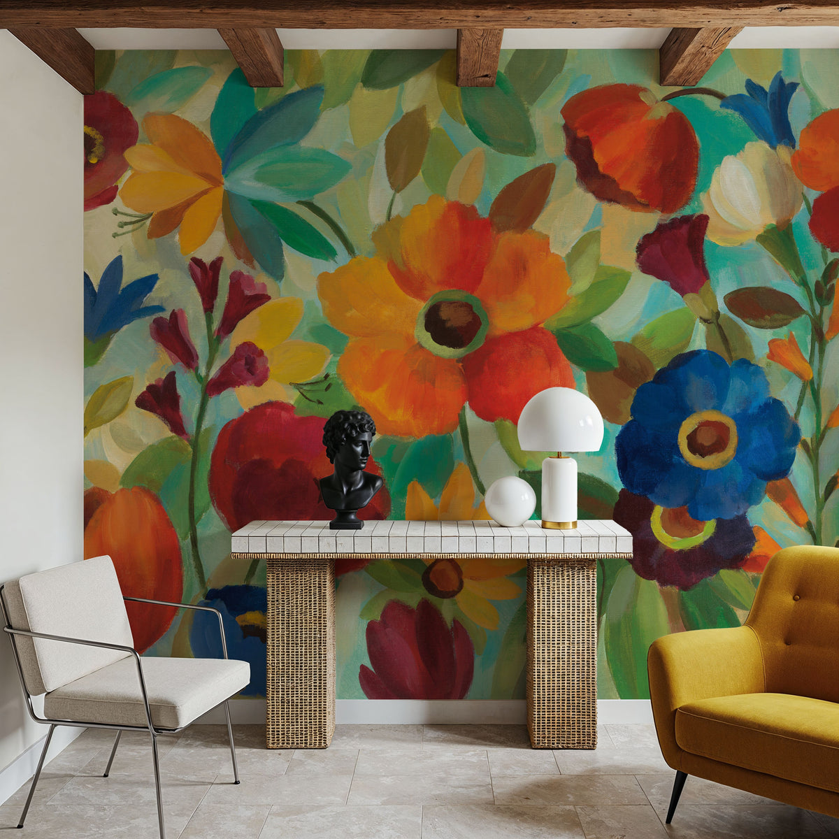 Summer Floral V Mural Wallpaper - room preview 05