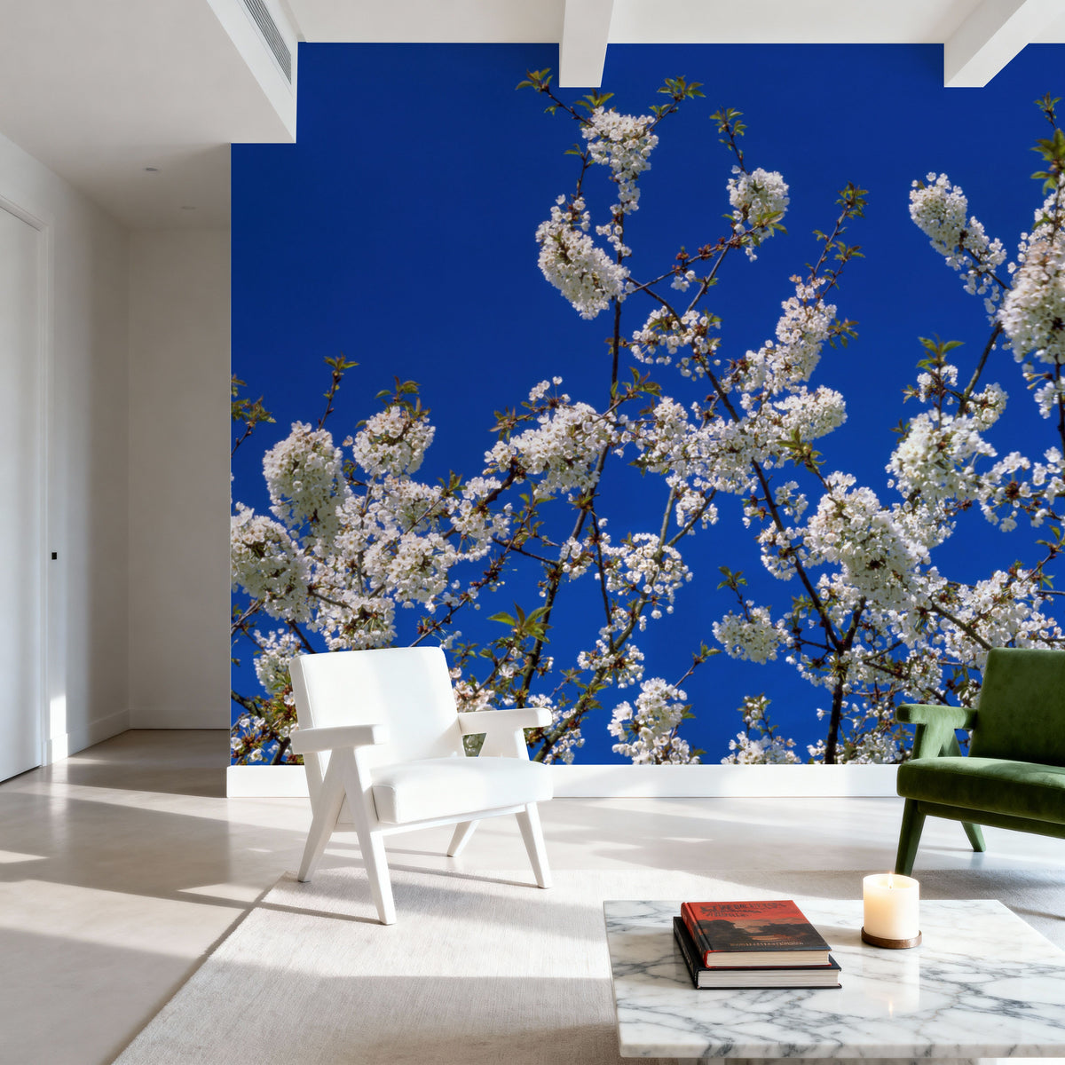 Azure Blossom Mural Wallpaper - room preview 05