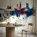 Paisley Skyline Blue & Bronze Mural Wallpaper - room preview 05