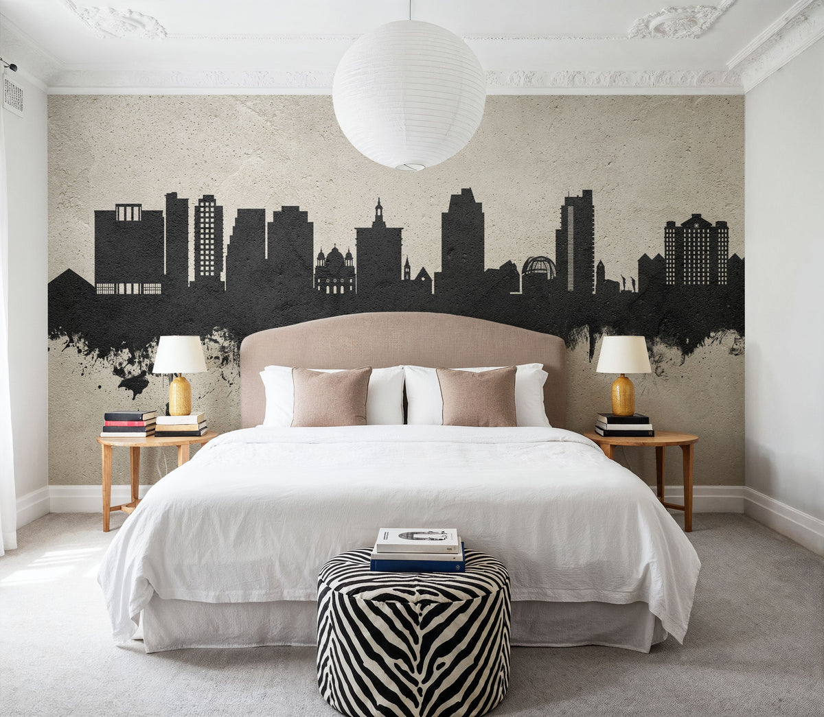San Jose California Skyline Concrete Mural Wallpaper - room preview 05