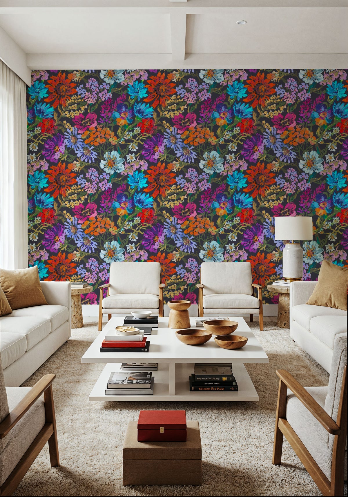 Meadow in Oil Pastel, Dusty Mural Wallpaper - room preview 05