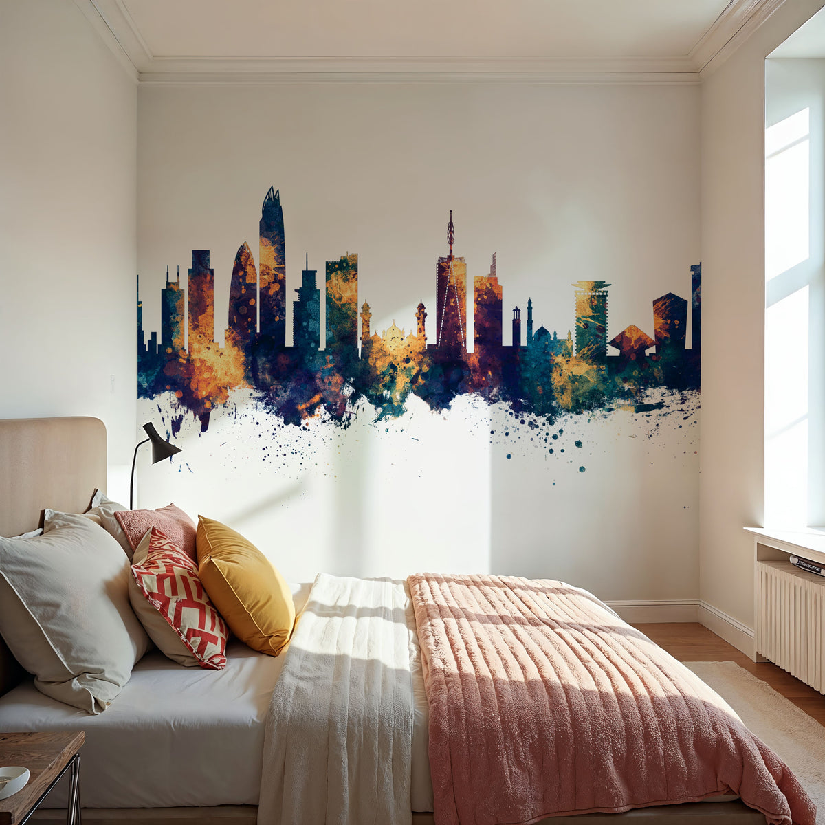 Nairobi Kenya Skyline Blue & Bronze Mural Wallpaper - room preview 05