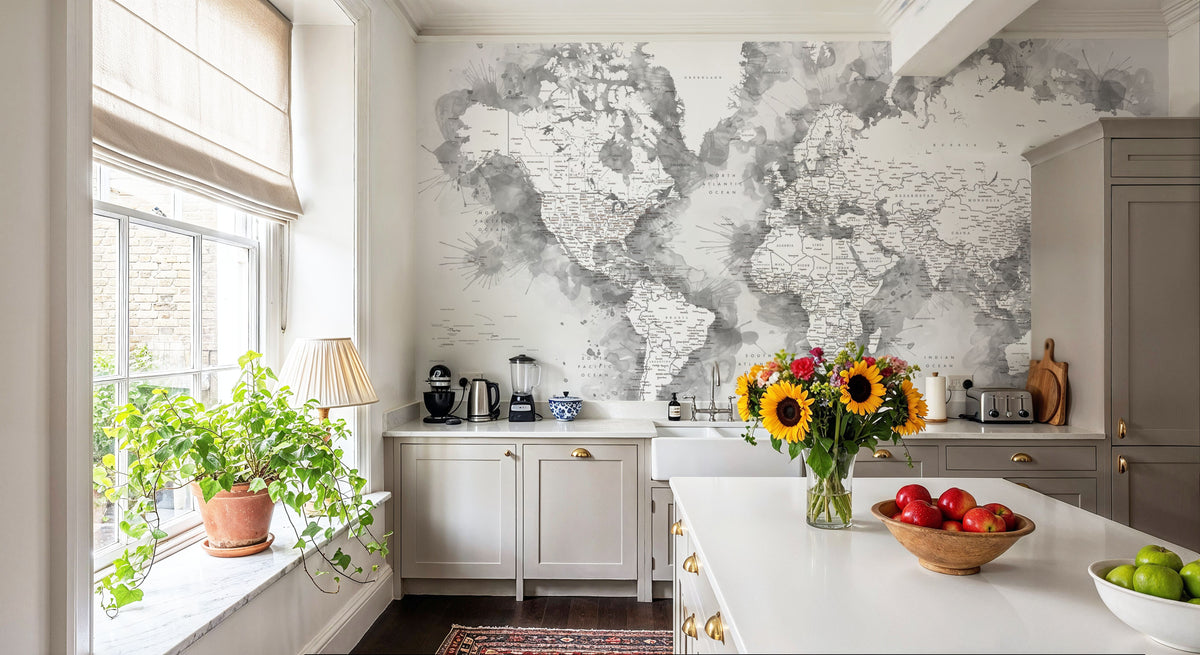 World Map Cities - Louiss Mural Wallpaper - room preview 05