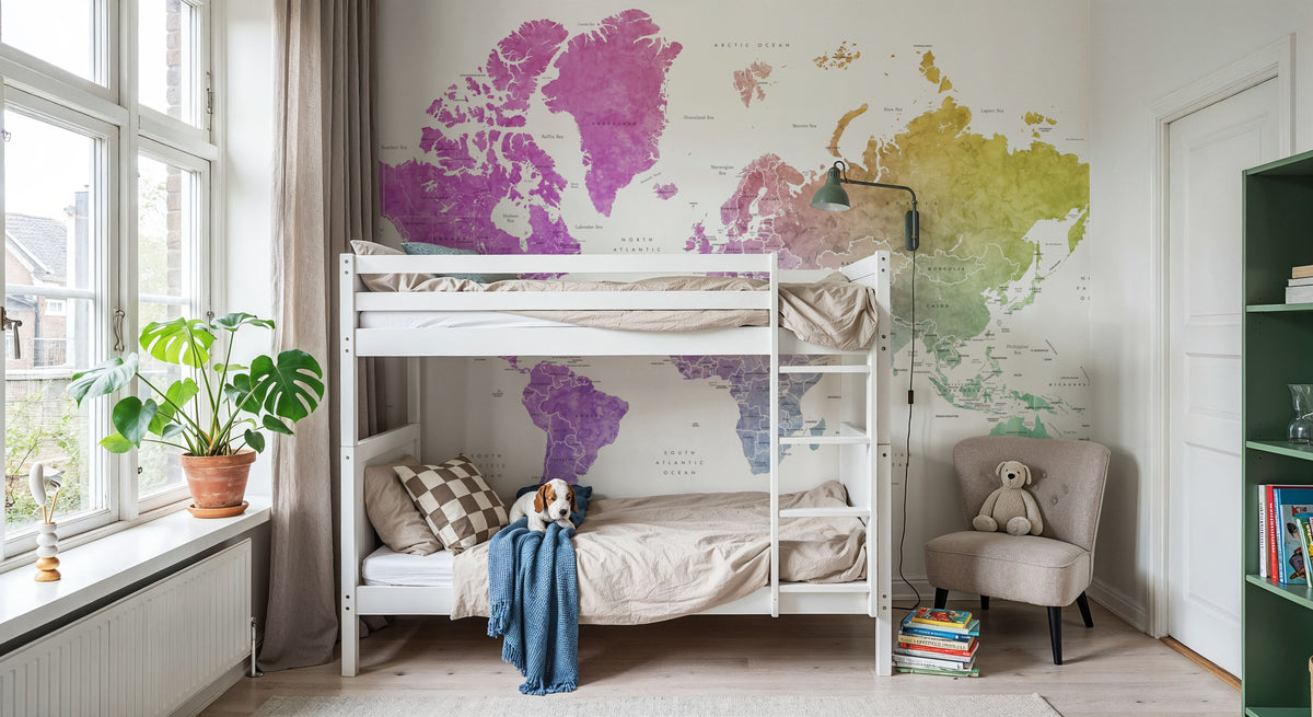 World Map - Leo Mural Wallpaper - room preview 05
