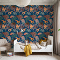 Vibrant Coral Reef, Blue and Orange Mural Wallpaper - room preview 05