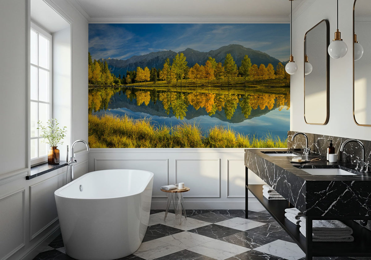 Quarry Lake Fall Mural Wallpaper - room preview 05