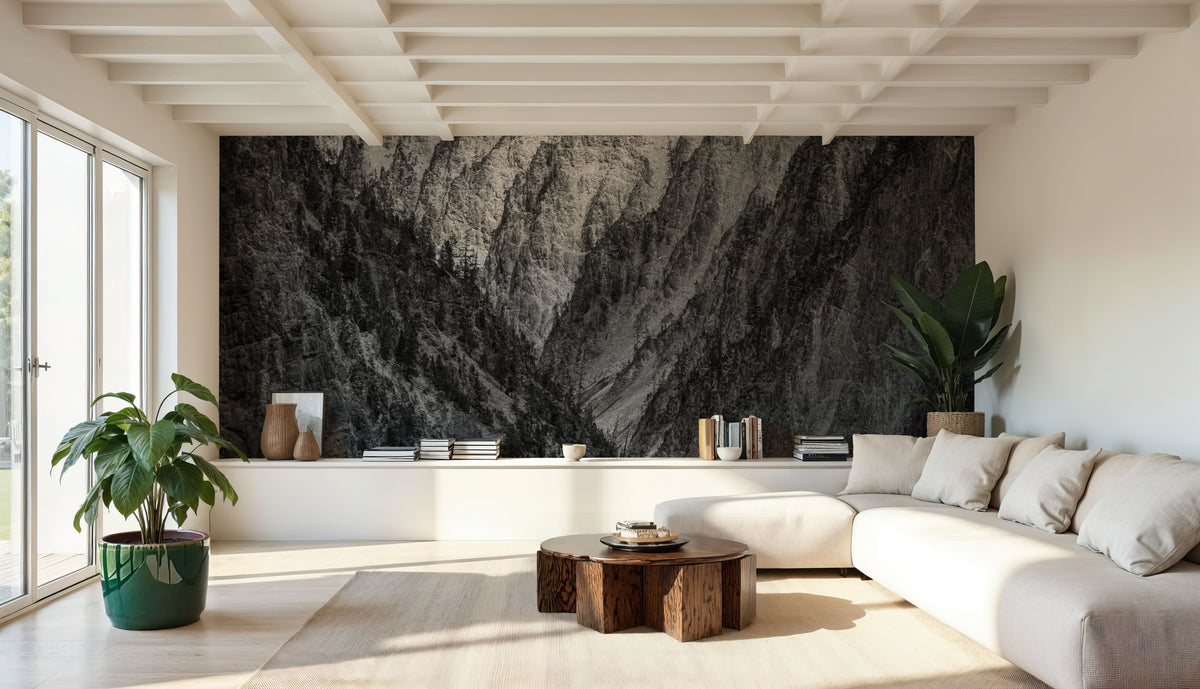 Yellowstone Summers BW Mural Wallpaper - room preview 05
