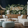 Harvest Cow Sage Texture Dark Mural Wallpaper - room preview 05