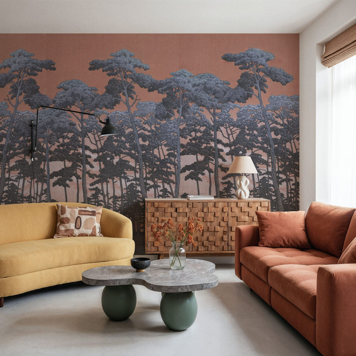 Tranquil Pinescape, Sunset Mural Wallpaper - room preview 05