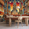 Elegant Art Deco Cityscape Mural Wallpaper - room preview 05