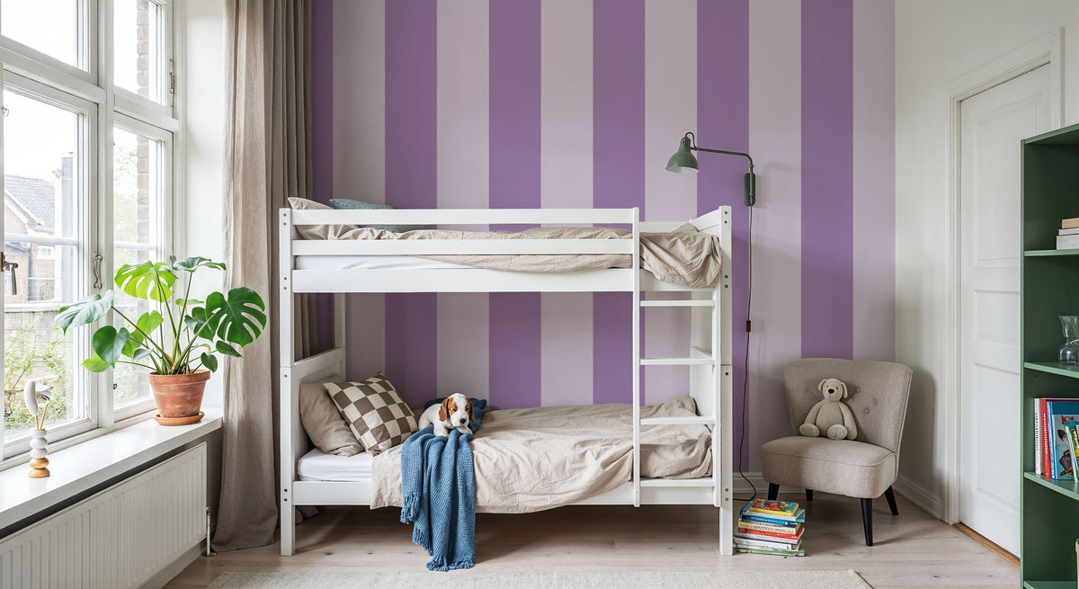 Circus Stripes, Purple on Purple Mural Wallpaper - room preview 05
