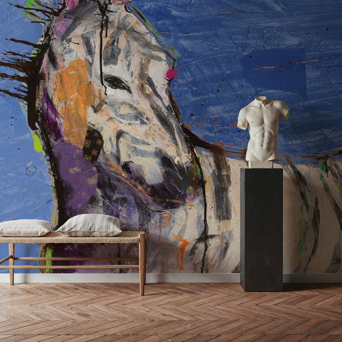 Zebra Splash Mural Wallpaper - room preview 05