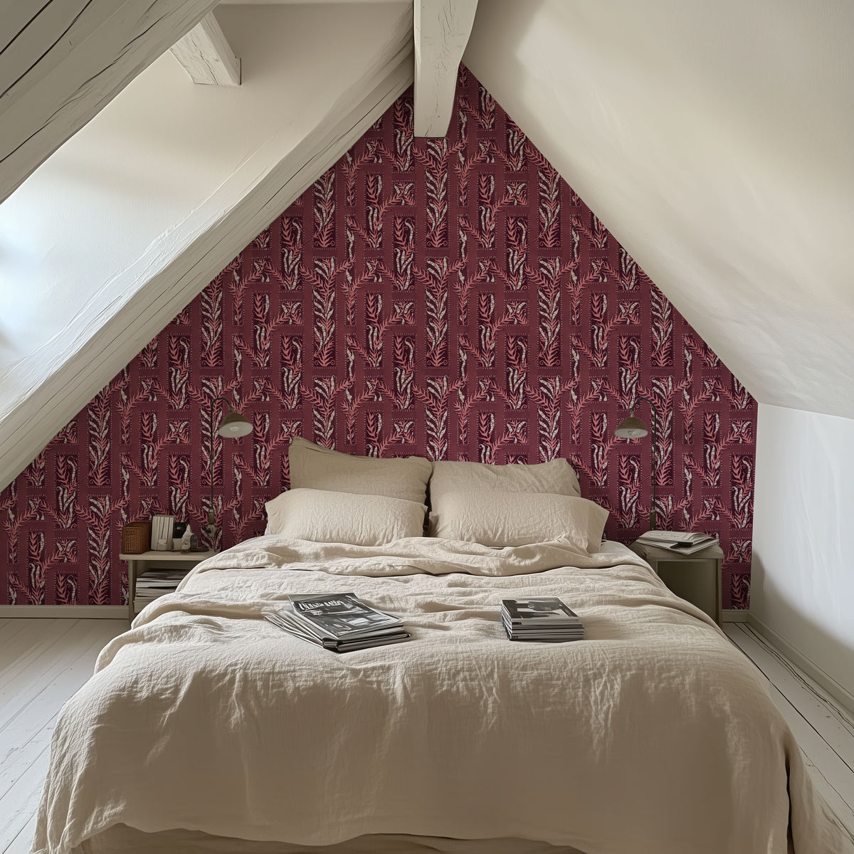 Samarkand Ferns, Rose Dust Mural Wallpaper - room preview 05