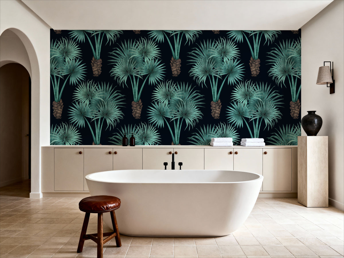 Elephant Ear Tree, Turqouise Mural Wallpaper - room preview 05