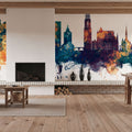 Utrecht the Netherlands Skyline Blue & Bronze Mural Wallpaper - room preview 05