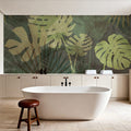 Big Monstera Leaves, Olive Mural Wallpaper - room preview 05