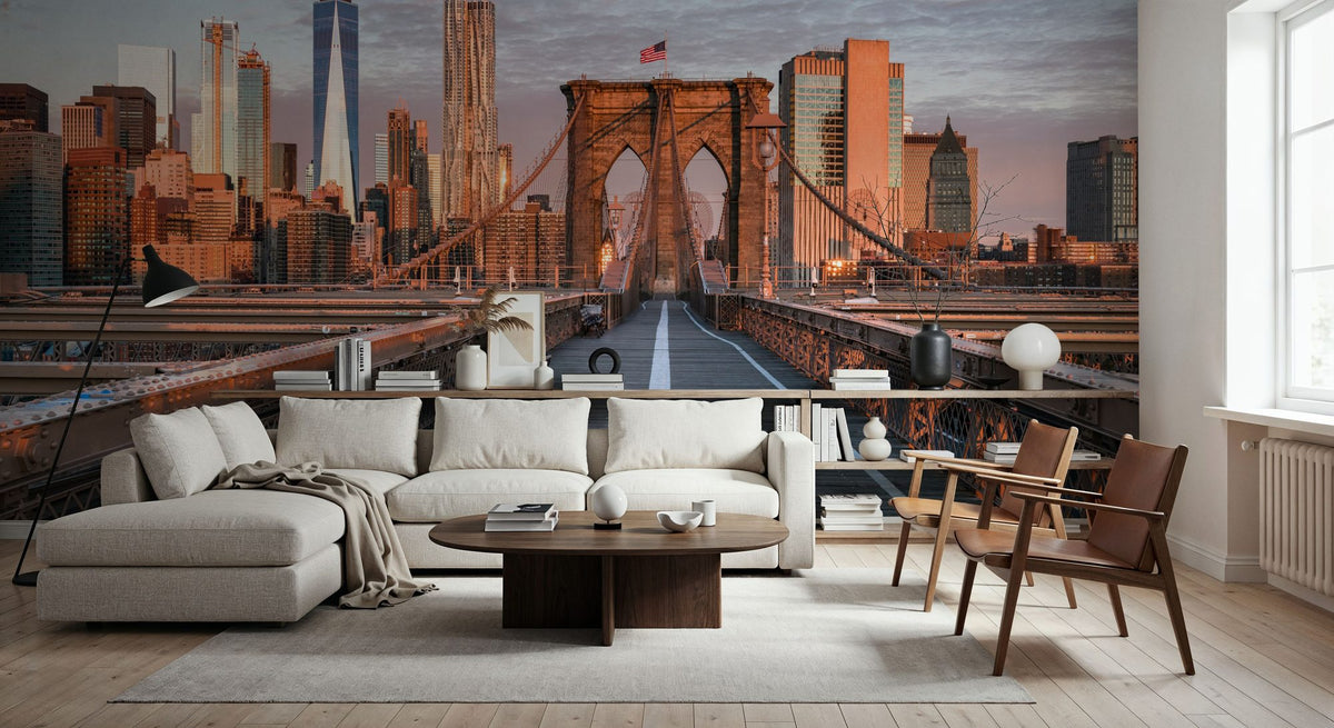 Brooklyn Bridge At Sunrise Mural Wallpaper - room preview 05