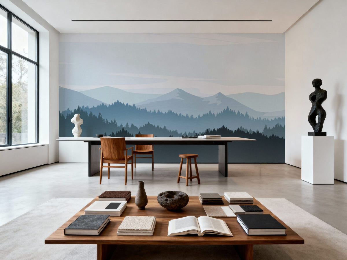 Mountain Blues in Paper Mural Wallpaper - room preview 05