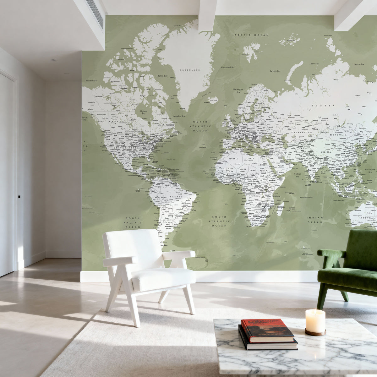 World Map Cities - Pacheco Mural Wallpaper - room preview 05