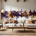 Hyderabad Skyline Purple & Gold Mural Wallpaper - room preview 05