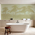 Mediterranean Pine Landscape, Greenish Beige Mural Wallpaper - room preview 05