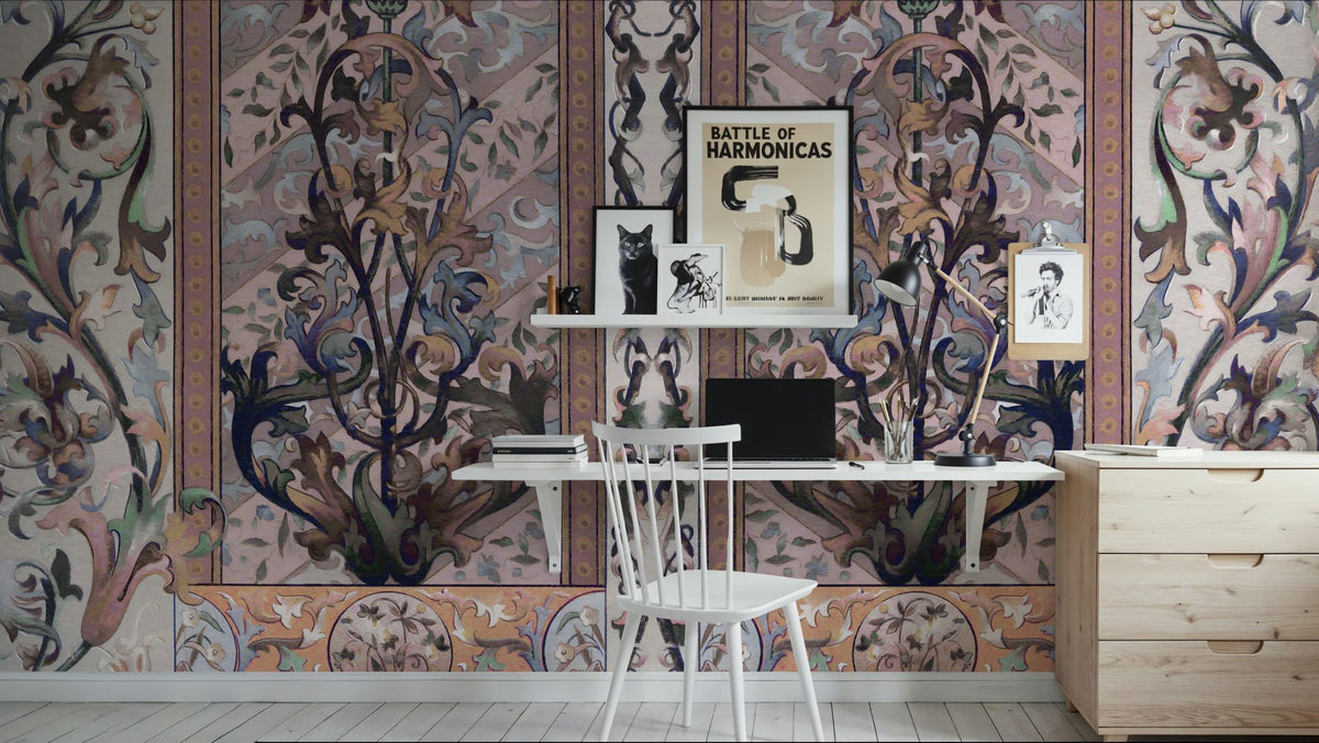 Plant Fantasy Ornament, Salmon Mural Wallpaper - room preview 05