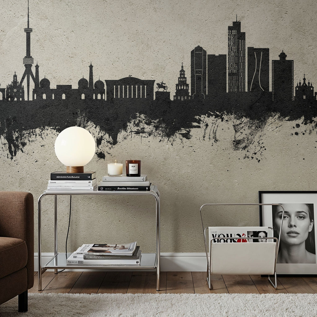 Tashkent Uzbekistan Skyline Concrete Mural Wallpaper - room preview 05