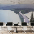 Misty Bridge Crossing Mural Wallpaper - room preview 05