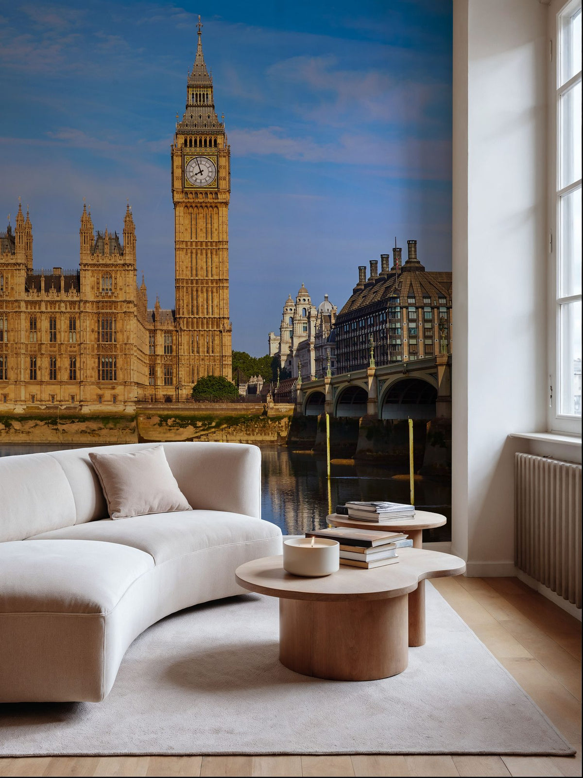 Big Ben Tower and Thames River Mural Wallpaper - room preview 05