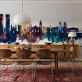 Lima Peru Skyline Blue & Bronze Mural Wallpaper - room preview 05