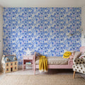 Miracle Blossoms and Birds, Blues Mural Wallpaper - room preview 05