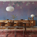 Hummingbirds and Trumpets Pink Blue Mural Wallpaper - room preview 05