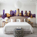 St Petersburg Florida Skyline Purple & Gold Mural Wallpaper - room preview 05