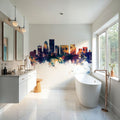 Portland Oregon Skyline Blue & Bronze Mural Wallpaper - room preview 05