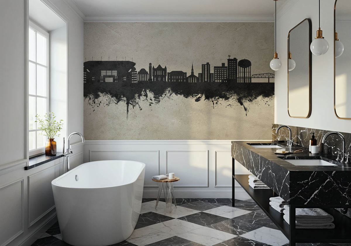 Tuscaloosa Alabama Skyline Concrete Mural Wallpaper - room preview 05