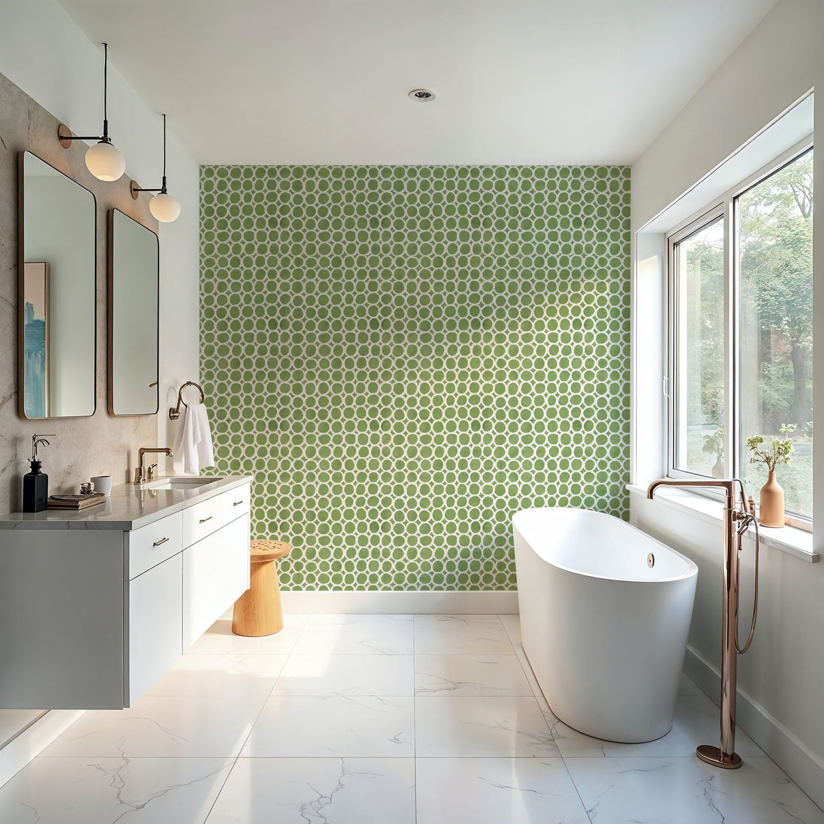 Mixed Forest Circles Inverse Mural Wallpaper - room preview 05