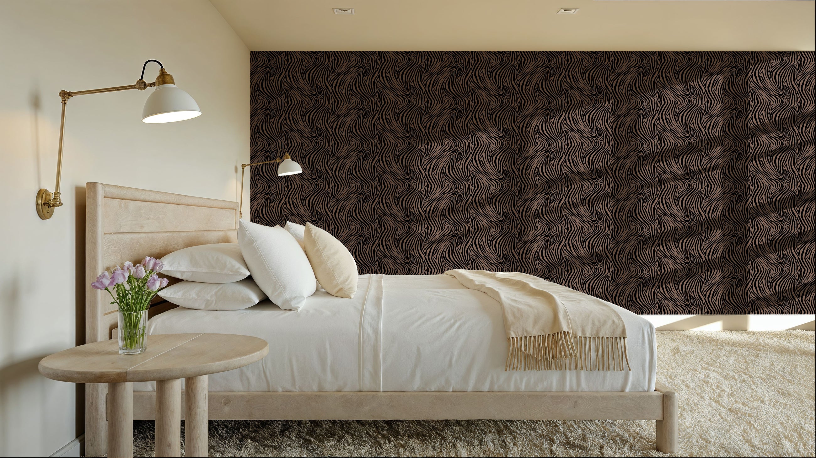 A Stripe of Zebra, Mauve Mural Wallpaper