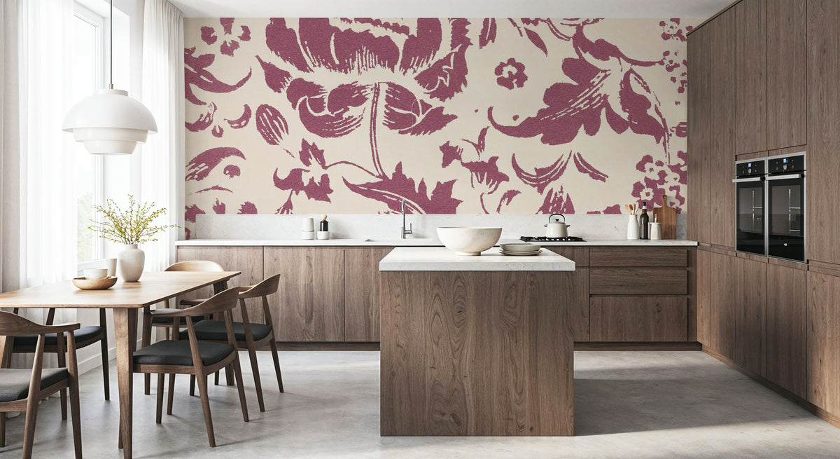 Floral Toile I Berry Mural Wallpaper - room preview 05