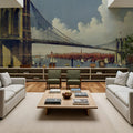 Vintage Illustration of East River Bridge, New York Mural Wallpaper - room preview 05