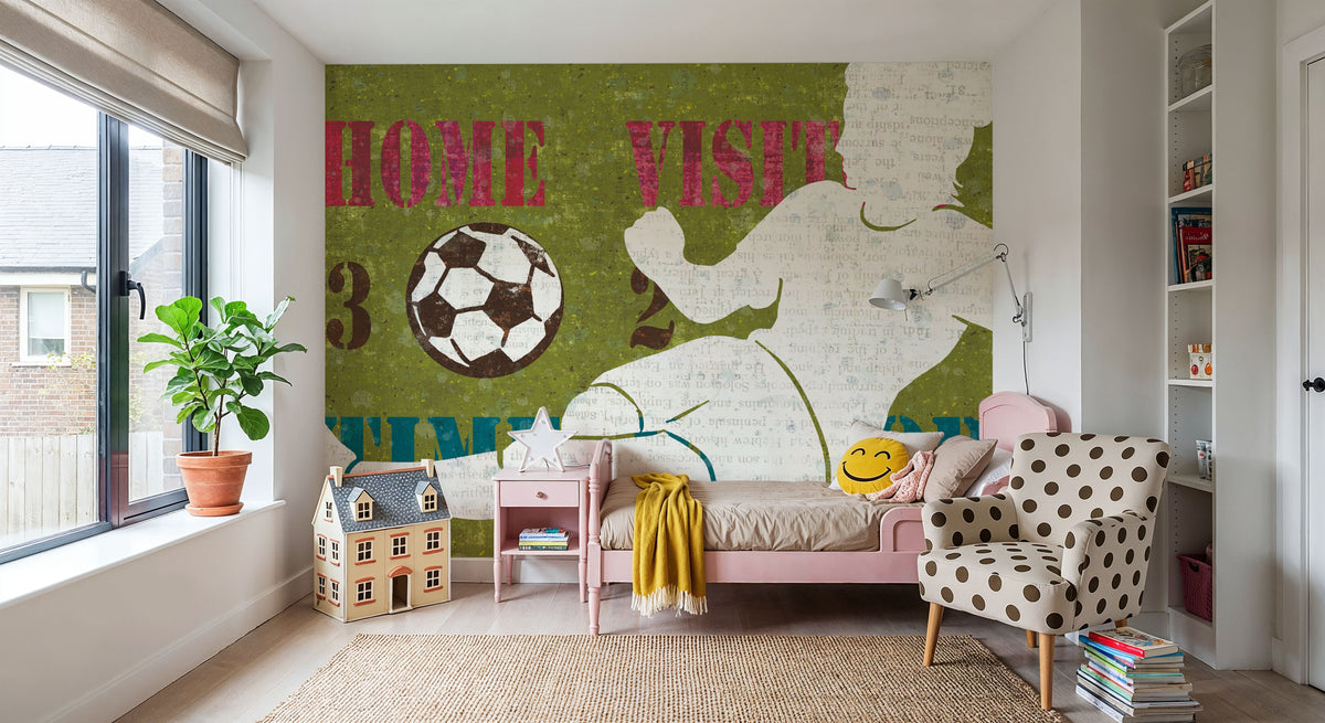 Womens Scoreboard Soccer Mural Wallpaper - Warm Tone - room preview 05