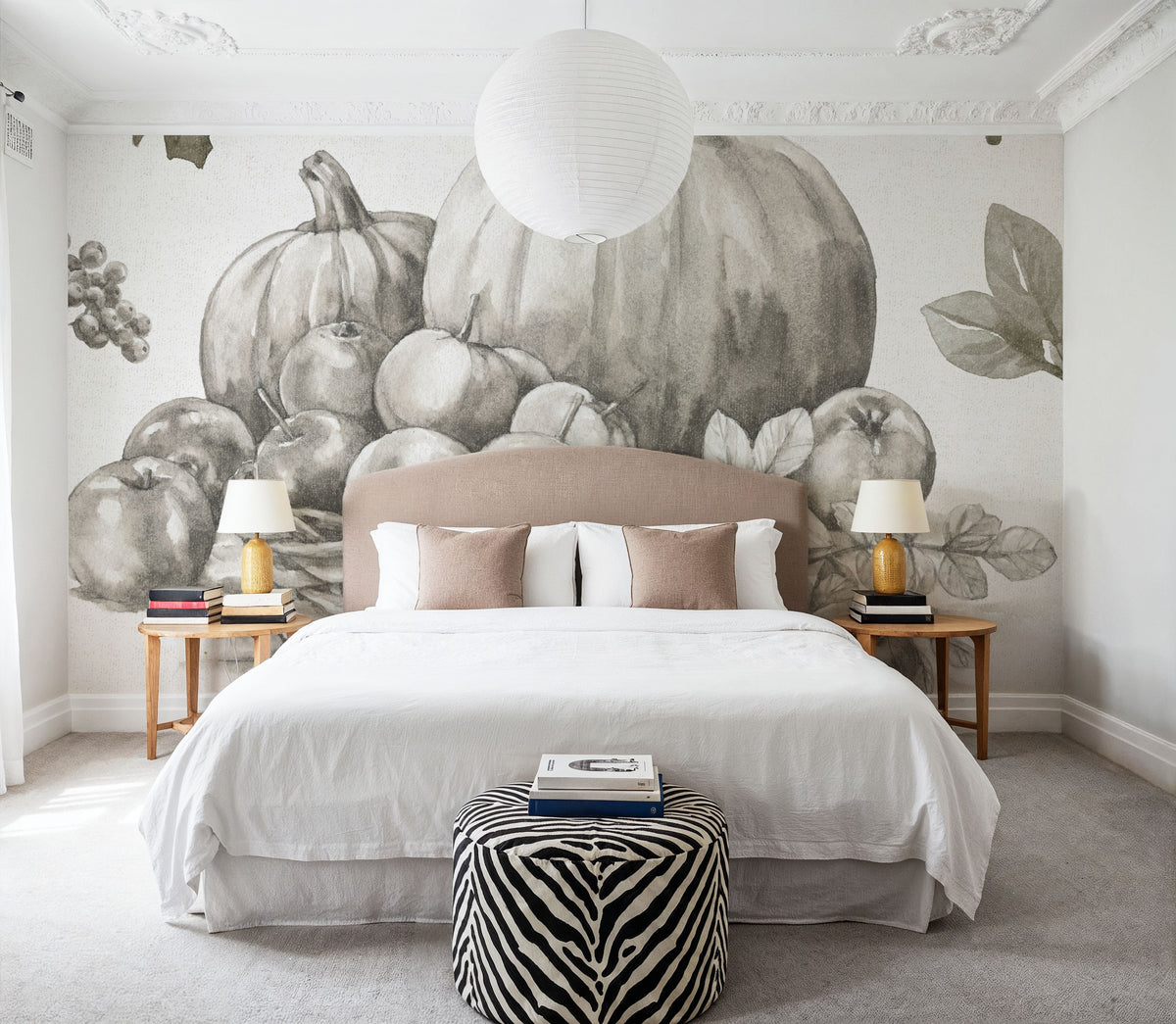 Bountiful Harvest IV BW Mural Wallpaper - room preview 05