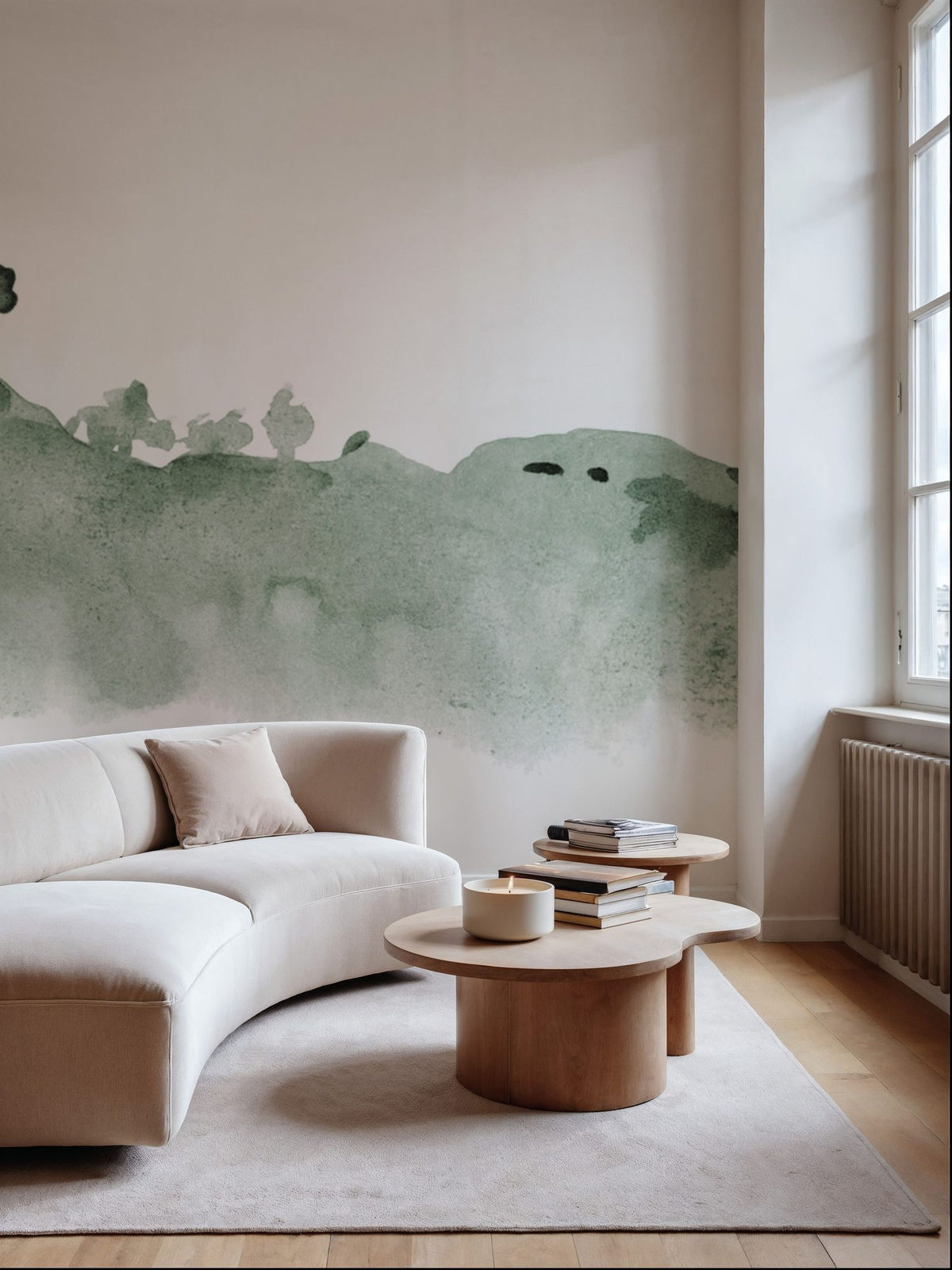 Tranquil Hillside, Forest Green Mural Wallpaper - room preview 05