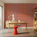 Geo Floral, Red Mural Wallpaper - room preview 05