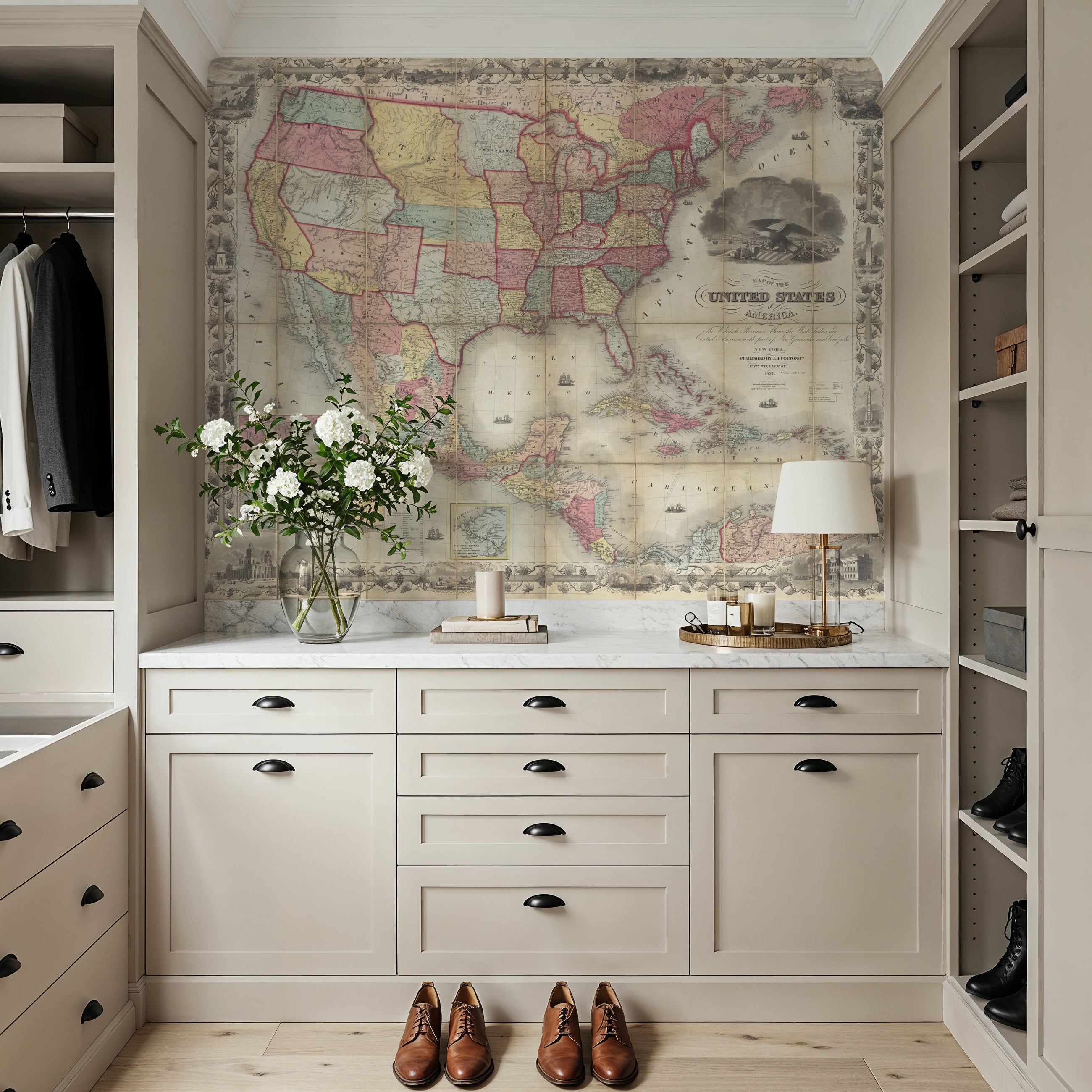 Colton's Unites States Map 1857 Mural Wallpaper