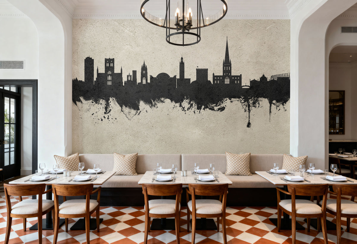 Norwich England Skyline Concrete Mural Wallpaper - room preview 05