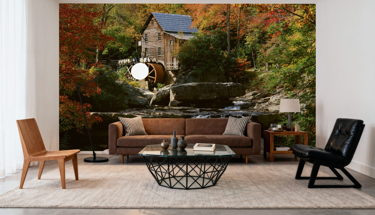 Autumn Watermill Haven Mural Wallpaper - room preview 05
