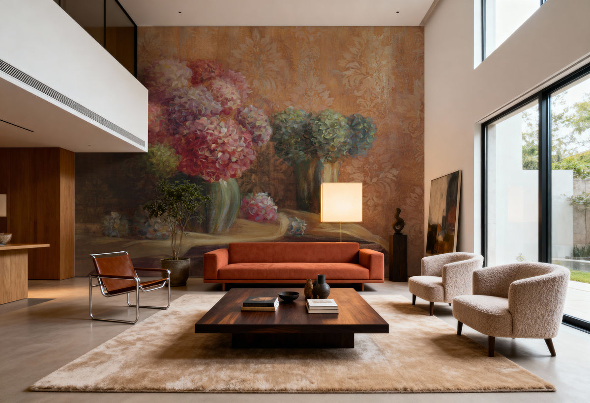 Winter Hydrangea Mural Wallpaper - room preview 05